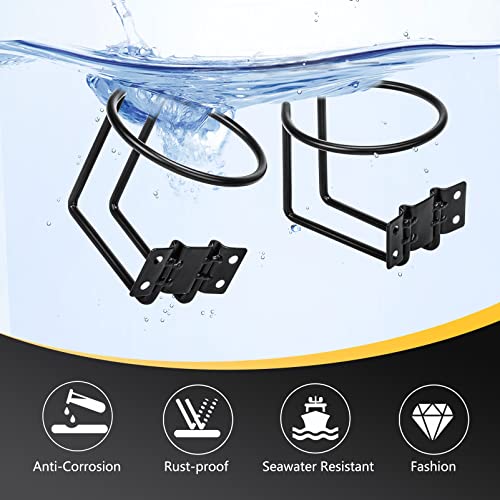 4 pcs Stainless Steel Boat Cup Holder, Universal Drink Holders for Boat, Truck, RV, Tractor, Outdoor Wooden Swing, Black - color: Black