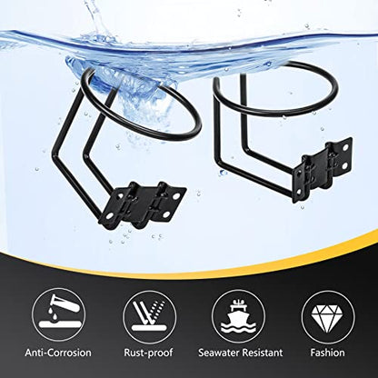 4 pcs Stainless Steel Boat Cup Holder, Universal Drink Holders for Boat, Truck, RV, Tractor, Outdoor Wooden Swing, Black - color: Black