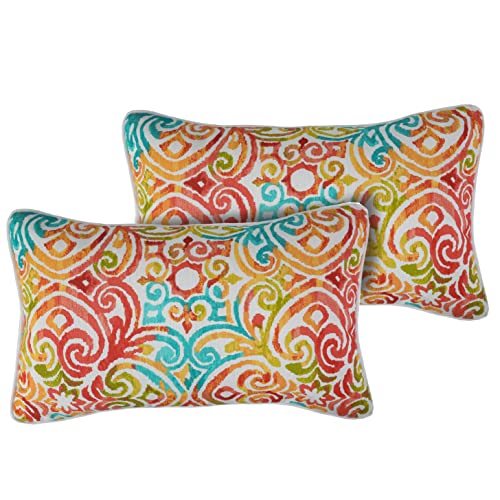 FUNHOME Outdoor Indoor Lumbar Pillow Covers ONLY, Water-Repellent Fade-Resistant Patio Lumbar Cases 12” x 20”, Throw Pillowcase Shell for Garden Furniture Use -Corinthian Dapple - color: Corinthian Dapple, size: 20"L x 12"W(No Insert)