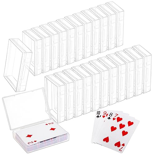 Tebery 24 Pack Blank Playing Card Case Clear Card Deck Box Snaps Closed, Empty Plastic Storage Box Holder for Bank Cards, Business Cards, Game Card
