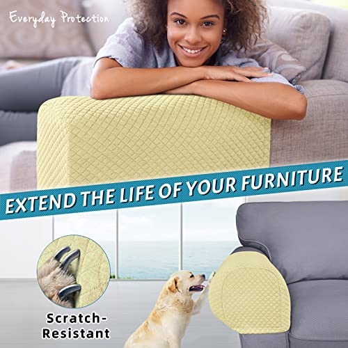 Roytub Couch Arm Covers, Sofa Arm Covers, Stretch Armrest Cover for Sofas, Armchair, Loveseat, Recliner, Sofa armrest Cover, Arm Chair Covers Set of 2(Medium, Light Yellow) - color: Yellow, size: M - 17.5"(D) × 6.3(W) × 8.2(H)
