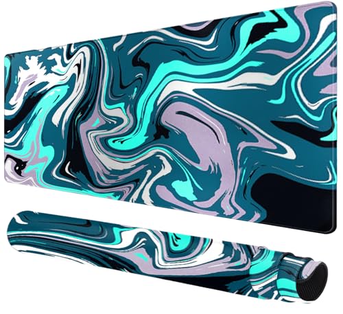 Large Mouse Pad for Desk - Gaming Mouse Pad with Stitched Edges, Anti-Slip Base, Desk Pad for Keyboard and Mouse - color: Abstract Green, size: 31.5L x 15.8W inches
