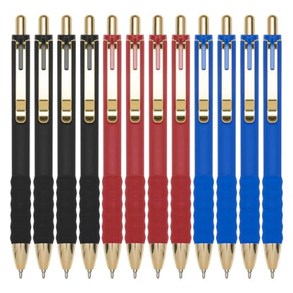 Linbsunne Ballpoint Pens Medium Point 1mm Pen with Super Soft Grip Ball Point Pen for Men Women Retractable Pens (Blue Ink+Black Ink+Red Ink) - color: 4 Blue Ink+4 Black Ink+4 Red Ink
