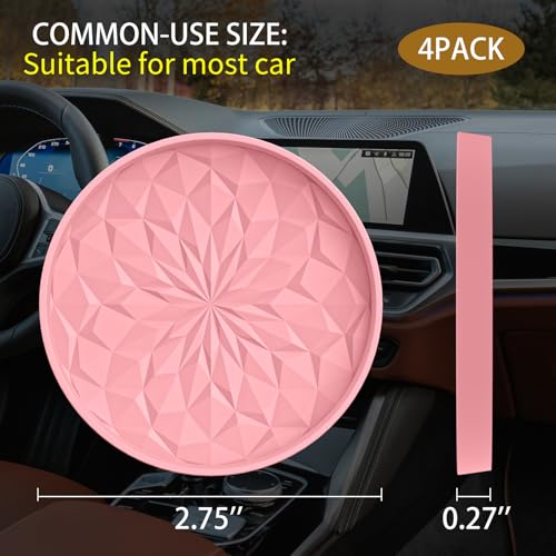 ME.FAN Car Coasters for Cup Holders [4 Pack] - 2.75In Silicone Auto Mug Mats - Universal Non-Slip Recessed Car Interior AccessoriesPink - color: 4pack-pink
