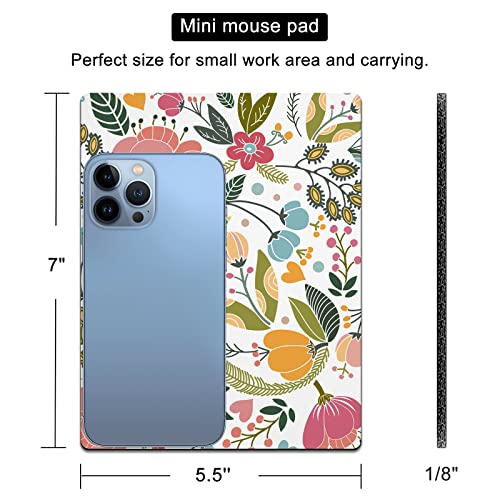 Small Mouse Pad Cute, Mini Mouse Pads for Wireless Mouse and Laptop, Travel Mousepads with Designs - Abstract Floral, Portable Mousepad with Non-Slip Rubber Base - 5.5 x 7 Inch - color: Beautiful Floral 2, size: 7L x 5.5W inches