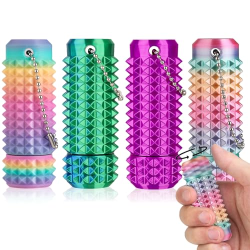 Little Ouchies Pain Stim Fidget Toy, 3D Printed Pocket Spiky Keychain with Clicker Button Spinner Sensory Toys for Anxiety Focus & Stress Reduction Novelty Gifts(L4) - color: L4