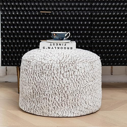 Asuprui Pouf Ottoman Unstuffed Ottoman Foot Rest No Filler Soft Fur Foot Stool 20x20x12 Inches Fuzzy Chair Floor Pouf Chair with Storage for Living Room Bedroom Snow Coffee - color: Snow Coffee