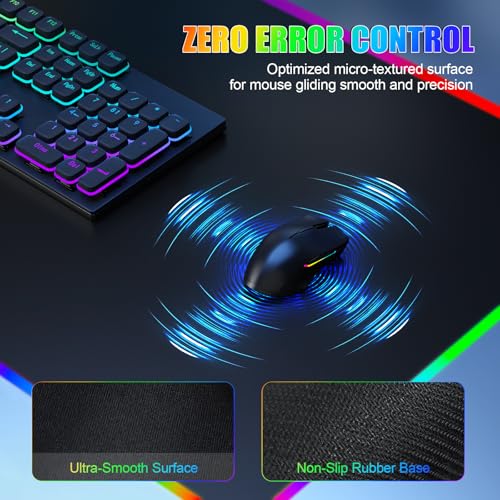 RGB Mouse Pad with Foldable Phone Stand Wireless Charger, 31.5"x11.8" XL Gaming Mousepad Large Desk Mat, Desk Pad with 11 Colors 5 Modes, Waterproof - color: Black Touch Control Stand XL with PD Charger
