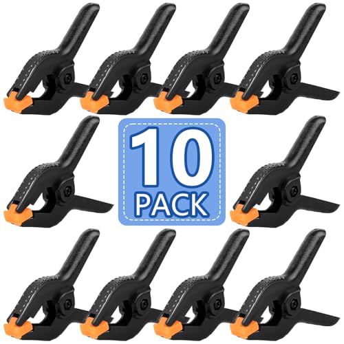 10 Pack 6 inch Plastic Spring Clamps, Black Heavy Duty Clips, Backdrop Clips, Plastic Clamps for Crafts, Backdrop Stand, Woodworking, Photography - size: 6in-10P