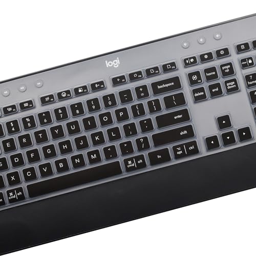Keyboard Cover Skin for Logitech MK545 MK540 Wireless Keyboard, Logitech MK545 Keyboard Protector, Logitech MK540 Ultra Thin Desktop PC Silicone Clear Keyboard Skin Protector-Black - color: Black