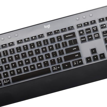 Keyboard Cover Skin for Logitech MK545 MK540 Wireless Keyboard, Logitech MK545 Keyboard Protector, Logitech MK540 Ultra Thin Desktop PC Silicone Clear Keyboard Skin Protector-Black - color: Black
