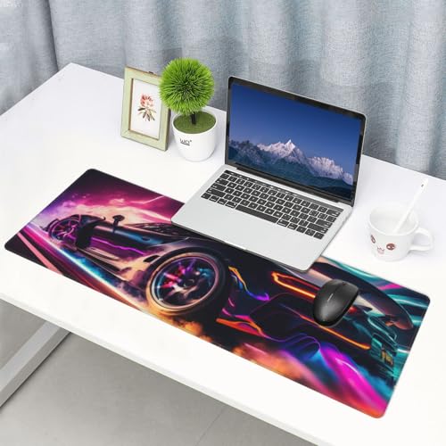 Race Car Gaming Mouse Pad, Sports Car Racing Car Game Large Extended Desk Mat 11.8X 31.5 inches with Non-Slip Base & Stitched Edges, Waterproof Desk Mat for Office, Home, Laptop, Computer Keyboard - color: Race Car_05