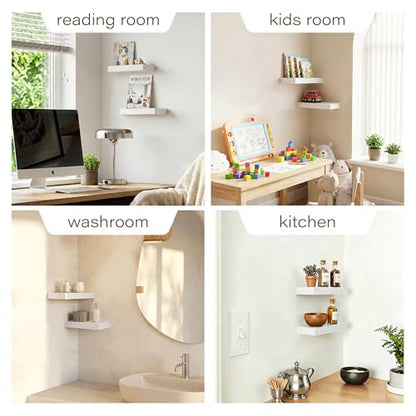 Floating Shelves Set of 2,11.8 Inches Small Wall Shelves for Living Room Bathroom Kitchen and Bedroom,White - color: White, size: 11.8''