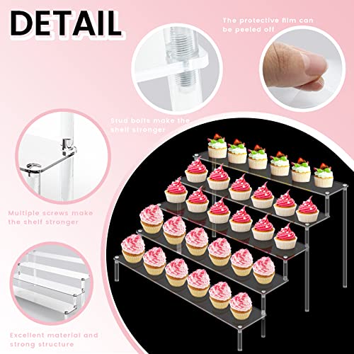 5 Tier Acrylic Stands for Display, Clear Display Stand Risers Shelf for Cupcakes Perfumes Figurines, Tabletop Cupcake Stand for Decorating & Organizing (15.7”x12.6”x9.8”)