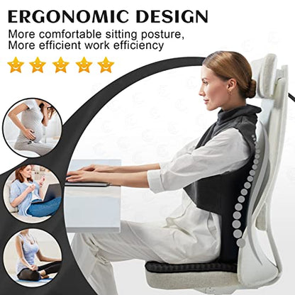 Gel Seat Cushion, for Long Sitting -Double Thick Gel Seat Cushion Breathable Honeycomb Chair Cushion with Non-Slip Cover for Office Chair Car, Wheelchair, Long Trips,Relief Sciatica Pain