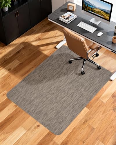 Soimeat Office Chair Mat for Hardwood Floor, 35.4" x 47.2" Non-Slip Desk Computer Chair Mat, PVC Floor Mat for Rolling Chair, Heavy Duty Wood/Tile Floor Protector Desk Rug for Home, Dark Brown - color: Dark Brown, size: 35.4" x 47.2"
