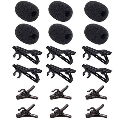 6 Pieces Lavalier Microphone Metal Tie Clips, 6 Pieces Lapel Mic Windscreen Foam Covers and 6 Pieces Lav Mic Plastic Wire Clips - size: 6 Pack
