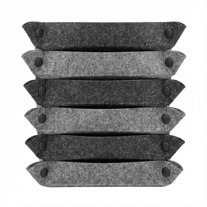 Soft Felt Tray, Foldable Catchall Organizer, 6-Pack Drop Zone Trays for Entryway, Desk, Nightstand & Travel