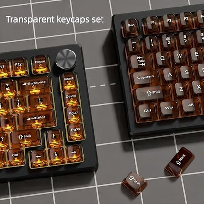 dagaladoo Clear keycaps,Transparent Keyboard keycaps,Jelly Key caps Set,Shine Through keycap，MDA Profile Keyboard caps for Mx Switches Mechanical Keyboard(Brown) - color: Brown