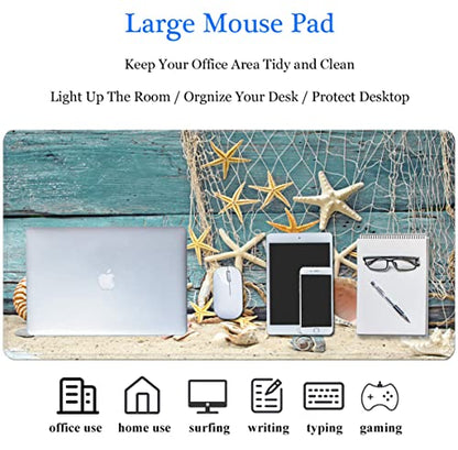31.5x11.8 Inch Non-Slip Long Extended Large Gaming Mouse Pad with Stitched Edges XL Laptops Keyboard Mouse Mat(Starfish) - color: Sea Star