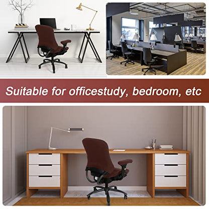 Tallew 4 Pcs Office Chair Covers Set Computer Universal Protective Stretchable Chair Seat Covers Desk Armrest Slipcovers Pads Office Cushion Backrest for Rotating (XL,Dark Brown) - color: Dark Brown