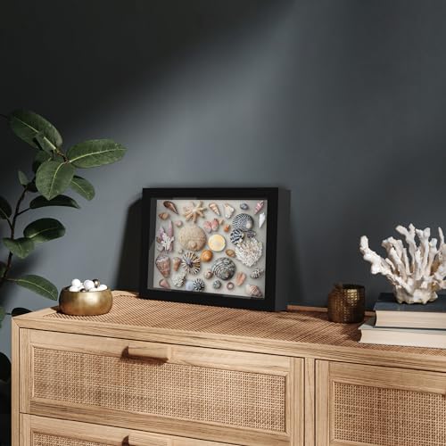 Americanflat 8.5x11 Shadow Box Frame with Shatter-Resistant Glass - Silhouette Collection - Large Shadow Box Display Case for Tabletop and Wall Display - Black with Soft Felt Back - color: Black, size: 8.5x11