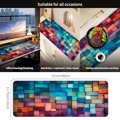 Large Gaming Mouse Pad, Full Keyboard Mat, Long Laptop Mousepad, Computer Mouse Mat for Home and Office, Anti-Slip Rubber Base, 31.5 x 11.5 Inches (Colorful) - color: Colorful