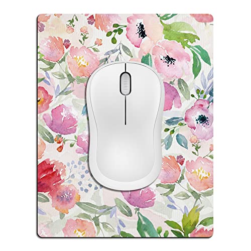 Small Mouse Pad Cute, Mini Mouse Pads for Wireless Mouse and Laptop, Travel Mousepad with Designs - Colorful Floral, Portable Mousepads - 5.5 x 7 in, Desk Decor for Women - color: Watercolor floral, size: 7L x 5.5W inches