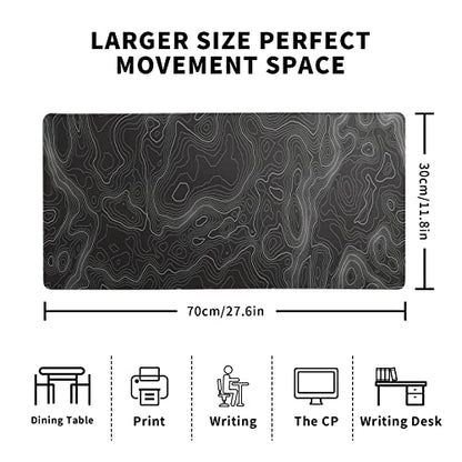Topographic Contour Extended Big Mouse Pad Large,Gaming Mouse Pad Desk Pad,27.6x11.8 Inch Long Computer Keyboard Mouse Mat Mousepad with 3mm Non-Slip Base and Stitched Edge for Gaming and Office - color: Topographic Contour