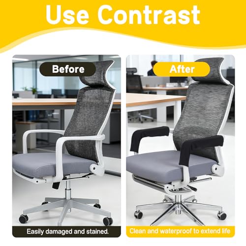2pcs Office Chair Armrest Covers, Arm Rest Covers for Office Chair,with Zipper, Stretchable Chairs Arm Pads, Black Armrest Cover for Chairs
