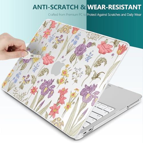 DONGKE Compatible with MacBook Neo 13 Inch Case 2026 A3404 A18 Pro chip & Touch ID, Plastic Hard Shell with Keyboard Cover, Screen Protector & Dust Plugs, Botanical Floral - color: Botanical Floral
