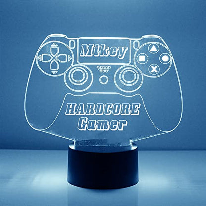 Personalized Gaming LED Sign Night Light Lamp with Remote, Custom Text, Acrylic Display with 16 Colors & 4 Modes, Battery or USB Power, Made in The USA (Controller 7) - style: PS4