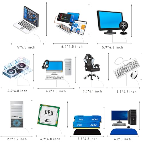 11pcs Computer Theme Party Honeycomb Centerpieces Computer Birthday Party Centerpiece Decorations for Intelligence Theme Birthday Party Baby Shower Supplies