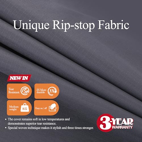 WJ-X3 Grey Patio Chair Covers Heavy Duty, 34" W x 36" D x 36" H, 2 Pack | Waterproof Outdoor Adirondack Covers, Tolix Chairs, PU-Coated Ripstop, Mid-Cinch, Less Wind Lift, Anti-UV Fade Defense - color: Gray, size: 34W x 36D x 36H, 2-Pack, Adirondack Chair