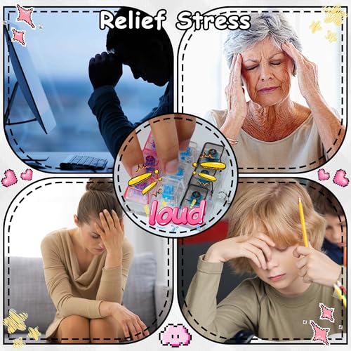 Keyboard Fidget Toy, Keyboard Keychain Fidget Toys, 9-in-1 Clicker Fidget Toy, Stress Relief Desk Decompression Button, Anxiety Relief Valentine's Day Gifts (3 Color-Clear Black Pink) - color: 3 Color-clear Black Pink