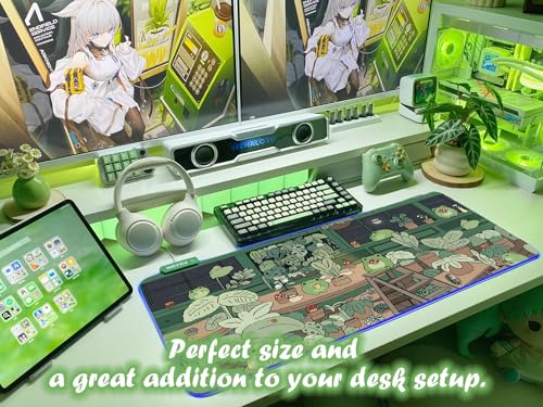 JMIYAV Little Frog RGB Green Gaming Mouse Pad 31.5x12 Inch PC XL Large Glowing Led Light Up Desk Pad Non-Slip Rubber Base Computer Cute Mousepad Mat Desk Accessories Gaming Setup 31.5x12 Inch - color: G-little Frog