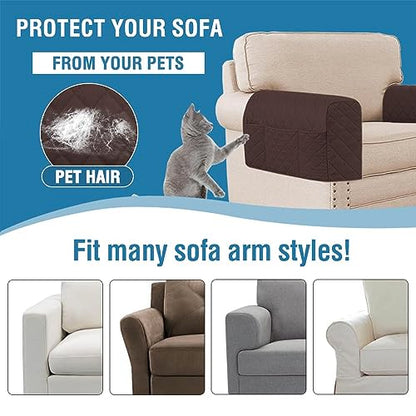 H.VERSAILTEX Couch Arm Covers Water Resistant Armrest Covers for Sofa Remote Control Holder Sofa Armrest Organizer for Magazine, Tablet, Phone, iPad(Set of 2, Brown/Beige) - color: Single Diamond-brown/Beige