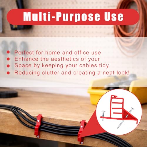 200 Pcs Multi-Cable Staple, Cable Stackers Electrical Wire Stackers, Secures Cable Staples Clips with Steel Nails Suitable Most Cables (Red) - color: Red, size: With Locking Clip