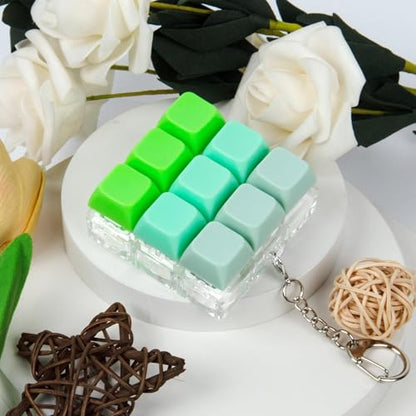 Keyboard Fidget Toy, Keyboard Keychain Fidget Toys, 9-in-1 Clicker Fidget Toy, Stress Relief Desk Decompression Button, Anxiety Relief Valentine's Day Gifts (3 Color-Mix Green) - color: 3 Color-mix Green