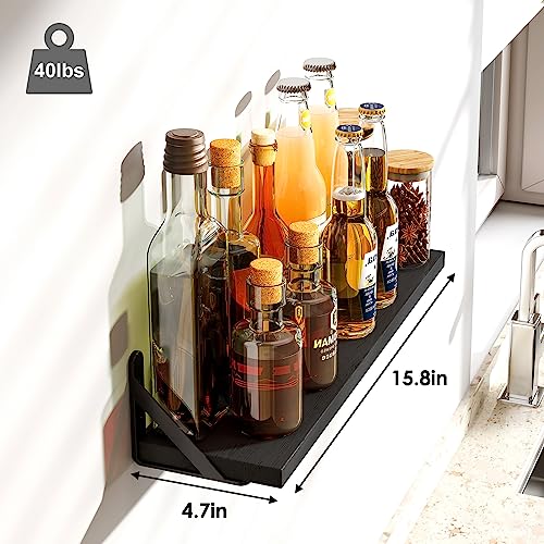Fixwal Floating Shelves, Width 4.75in Rustic Wood Wall Shelves Set of 8, Wall Storage Shelves for Bedroom, Living Room, Kitchen, Bathroom, Office and Plants (Black) - color: Black, style: 8pcs