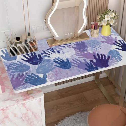 Colorful Handprint Art Desk Sticker, Abstract Painting Desktop Decor, Waterproof Table Surface Protector for Kids Playroom, 39.37x23.62 Inch - color: Colorful225