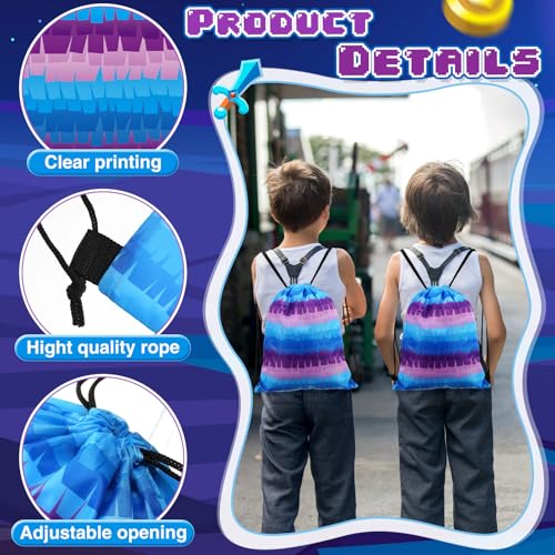 Yiyiring 16 Pcs Video Game Drawstring Bags Bulk 12 x 10 In Treat Goody Waterproof Beach Bags Anime Games Gift Bag Set for Gaming Themed Party Birthday Party Favor Supplies(Video Game) - style: Video Game