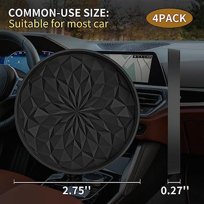 ME.FAN Car Coasters for Cup Holders [4 Pack] - 2.75In Silicone Auto Mug Mats - Universal Non-Slip Recessed Car Interior AccessoriesBlack - color: 4 Pack-black