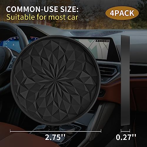 ME.FAN Car Coasters for Cup Holders [4 Pack] - 2.75In Silicone Auto Mug Mats - Universal Non-Slip Recessed Car Interior AccessoriesBlack - color: 4 Pack-black