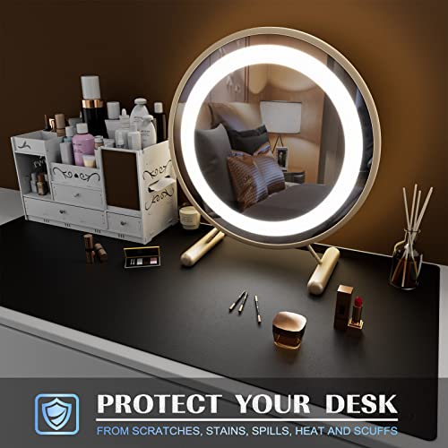 K KNODEL Small Office Leather Desk Mat, Mouse and Keyboard Pad, Computer and Laptop Mat, Desktop Protector and Cover, Writing Pad and Blotter (23.6"x13.8", Black) - color: Black, size: 23.6" x 13.8"