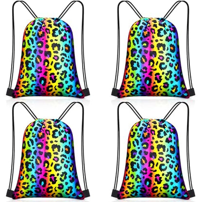 Yiyiring 16 Pcs Cheetah Drawstring Bags, Neon Leopard Gift Drawstring bags cheetah party favors decor for Theme Birthday Party Supplies (Neon Leopard) - style: Neon Leopard