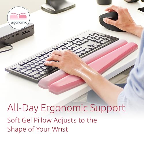 Kensington Duo Gel Mountain Wrist Rest for Keyboard, Wrist Pad for Full Size Keyboard, Ergonomic Wrist Pad for Computer, Non-Skid Computer Pad with Wrist Support, Pink K62677WW, 17.7" x 4.1"x 0.8” - color: Pink, style: Mountain Keyboard Wrist Rest