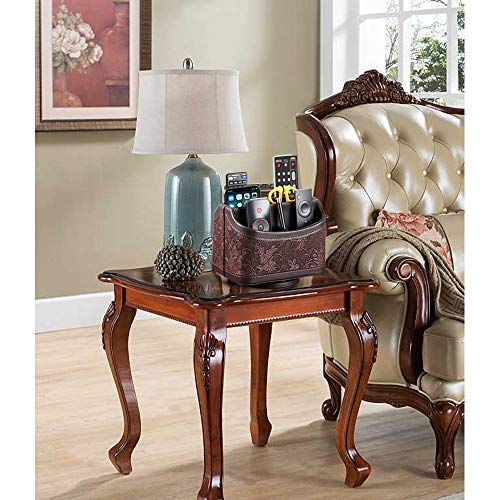 PUSU Leather 360°Rotatable Remote Control Holder,Nightstand TV Remote Caddy,Office Supplies Desktop Organizer,Spinning Storage Box for Pen,Mail,Phone,DVD, Blu-Ray, Media Player, Heater Controllers - color: 1 Retro
