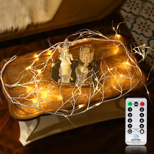 Lighted Birch Garland with Timer 120 LED, 9FT Birch Garland with Lights Remote Control, Pre-lit Twig Vine Lights Plug in for Christmas Fireplace Home Wall Decoration Indoor Outdoor - color: White Birch