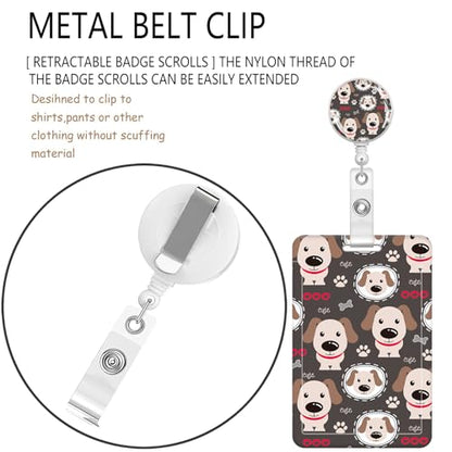 ID Badge Holder with Lanyard Fashionable ID Card Holders with Retractable Lanyards Soft Fiber Metal Clip Sturdy Buckle for Key Wallet Work Nurse Teacher (Cute Dog) - color: Cute Dog